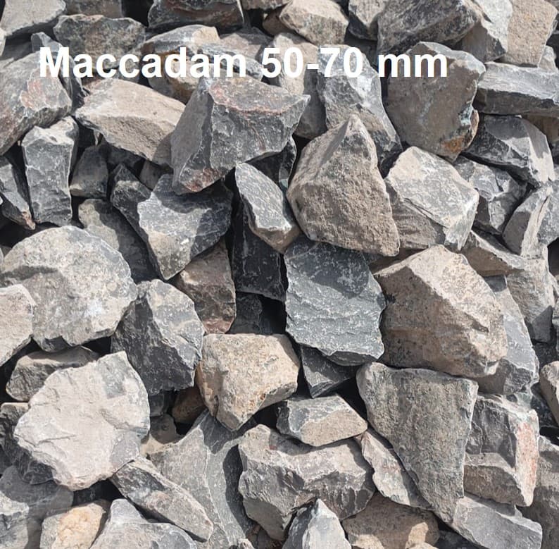 Macadam 50 – 70 mm — Pondasi jalan, penahan, dan pekerjaan berat.
